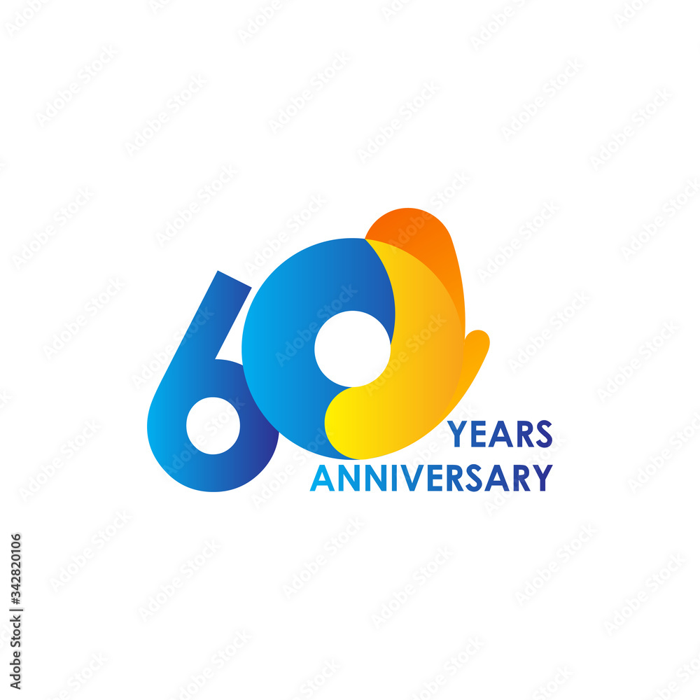 60 Years Anniversary Celebration Blue Yellow Vector Template Design Illustration 60 Years Anniversary Celebration Blue Yellow Vector Template Design Illustration