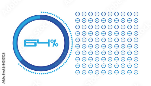 Set of circle percentage diagrams from 0 to 100. Percentage Icons. Timer. Infographic for your consept