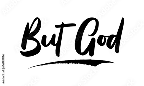 But God Calligraphy Phrase, Lettering Inscription.