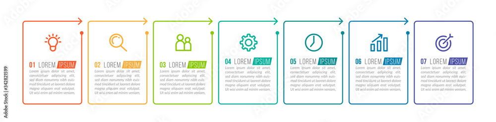 Minimal infographic template design with numbers 7 options or steps. Minimal infographic template design with numbers 7 options or steps.