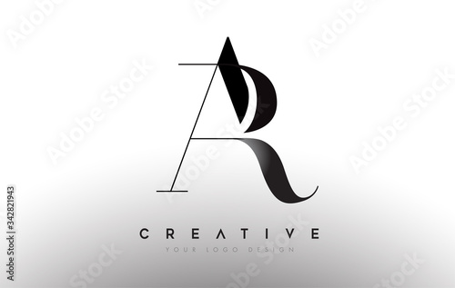 AR RA letter design logo logotype icon concept with serif font and classic elegant style look vector