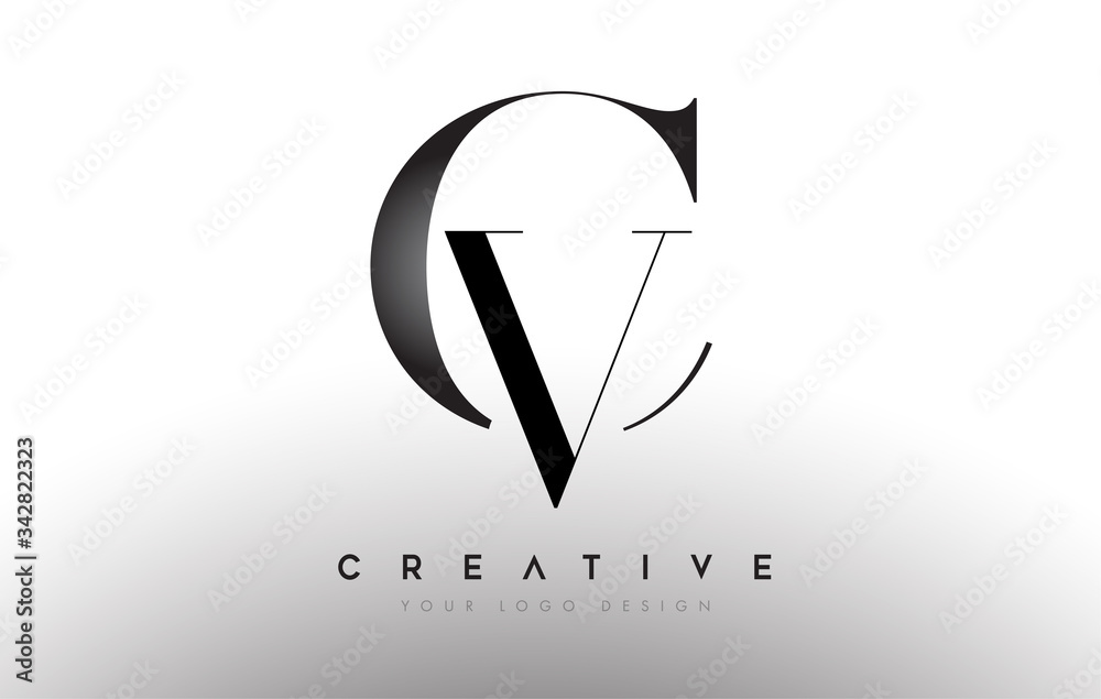 Vecteur Stock CV VC letter design logo logotype icon concept with serif font  and classic elegant style look vector | Adobe Stock