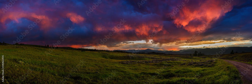Pink Clouds Burst During sunset over Yellowstone Pink Clouds Burst During sunset over Yellowstone