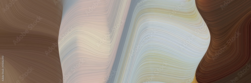 abstract modern horizontal header with ash gray, old mauve and pastel brown colors. fluid curved flowing waves and curves