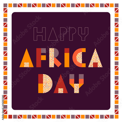 Happy Africa Day card with ethnic letters