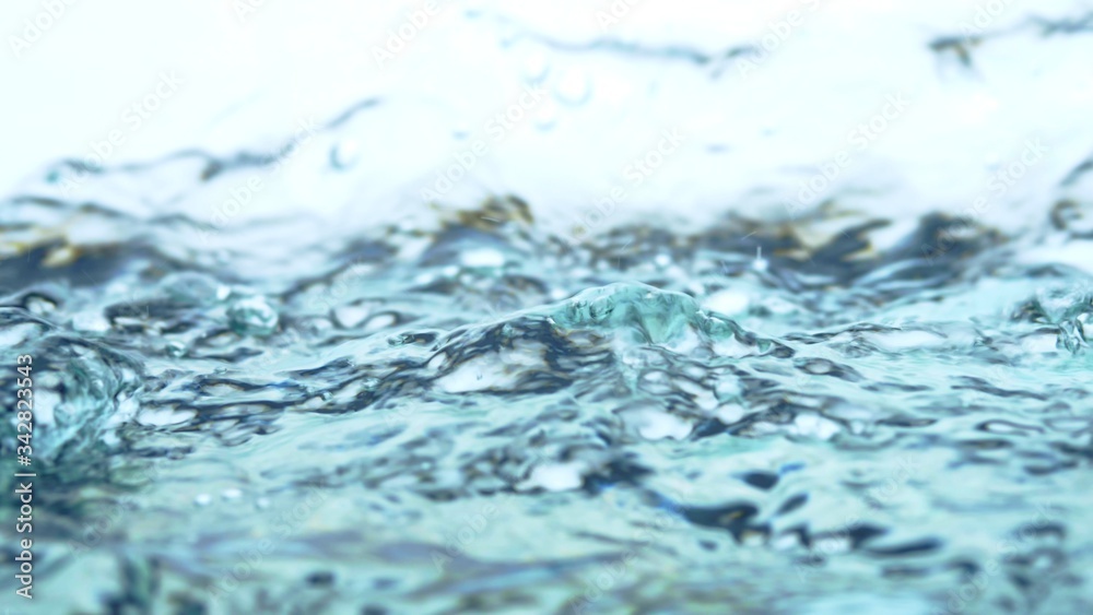 Soft blur focus of Abstract water splash surface filling the frame with the water drop and waving liquid with an air bubble on a white background and copy space. Soft blur focus of Abstract water splash surface filling the frame with the water drop and waving liquid with an air bubble on a white background and copy space.