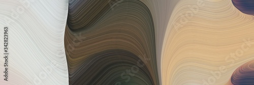 abstract dynamic designed horizontal header with dark slate gray, tan and light gray colors. fluid curved lines with dynamic flowing waves and curves
