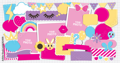 Cute stuff vector set for scrapbook or diary.