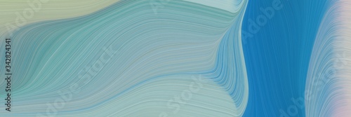 abstract moving designed horizontal header with dark gray, strong blue and cadet blue colors. fluid curved lines with dynamic flowing waves and curves © Eigens