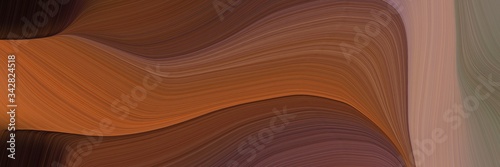 abstract artistic horizontal banner with saddle brown, old mauve and gray gray colors. fluid curved flowing waves and curves