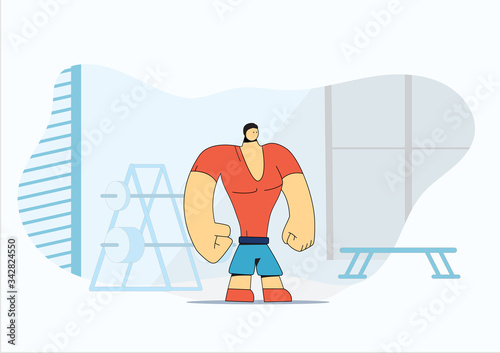 man, athlete, jockman, bodybuilder, strongman in the gym. Going to the gym, health care