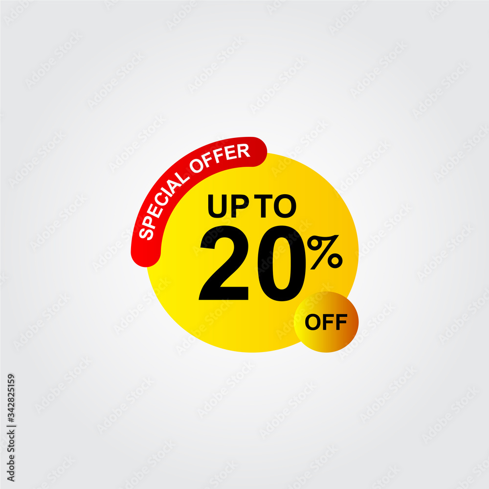 Discount Up to 20% off Special Offer Logo Vector Template Design Illustration Discount Up to 20% off Special Offer Logo Vector Template Design Illustration