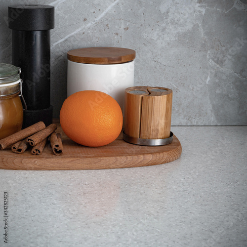 orange, cinnamon, and honey for cold drinks