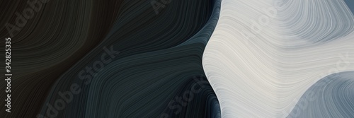 abstract flowing designed horizontal banner with very dark blue, silver and light slate gray colors. fluid curved lines with dynamic flowing waves and curves