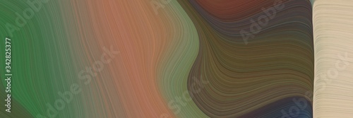 abstract moving designed horizontal banner with pastel brown, tan and old mauve colors. fluid curved lines with dynamic flowing waves and curves