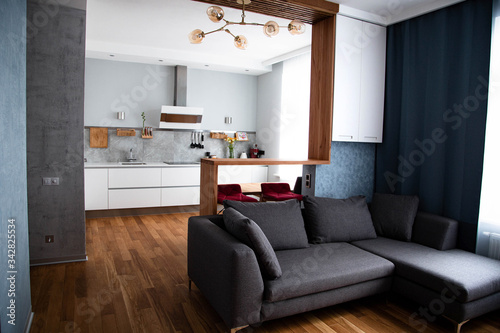modern design studio apartment in eco minimalism style