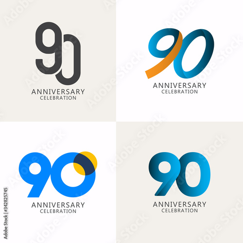 90 Years Anniversary Celebration Compilation Logo Vector Template Design Illustration