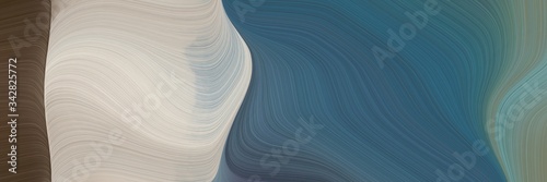 abstract flowing designed horizontal header with teal blue, silver and old mauve colors. fluid curved lines with dynamic flowing waves and curves