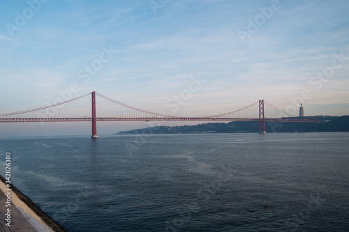 The '25 of April' Bridge or ponte 25 de abril in Lisbon.