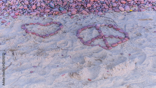 Pebble Messages of Peace and Love on Michigan Beach