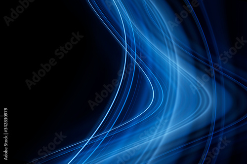 Trendy beautiful abstract background with blue luminous waves.