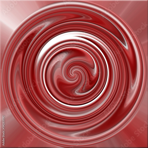 Abstract spiral pattern in red tone, square orientation. 3d illustration.