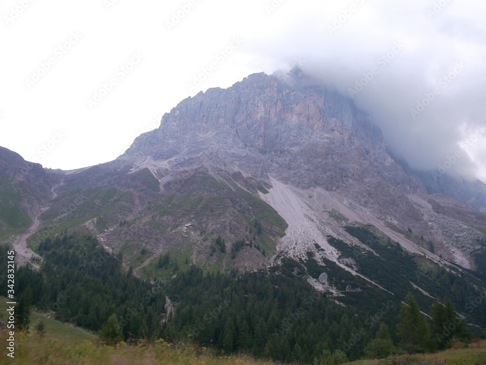 A view of a large mountain in the backgroundundefined