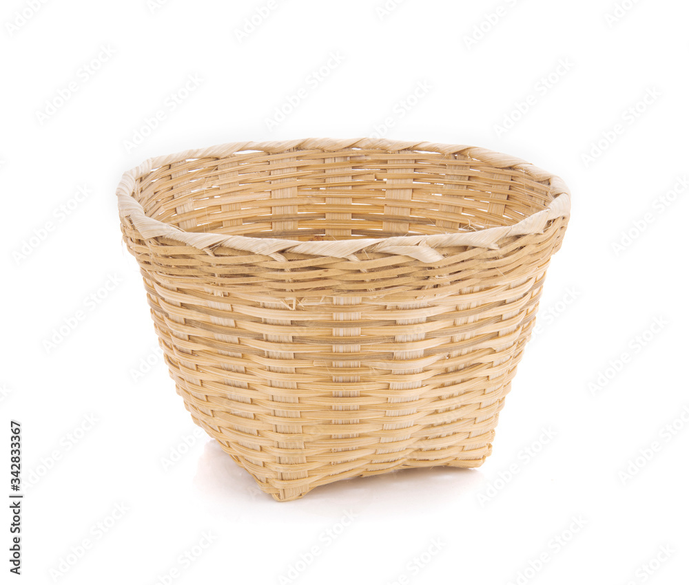 basket made from bamboo on a white background