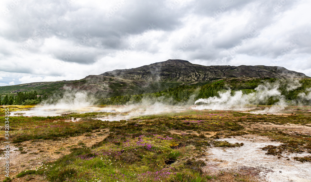 Haukadalur geothermal area along the golden circle, Iceland Haukadalur geothermal area along the golden circle, Iceland