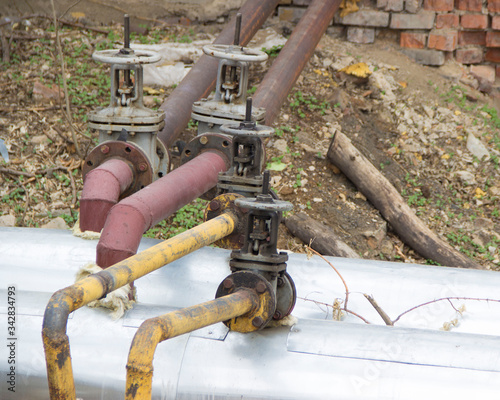 Fototapeta Naklejka Na Ścianę i Meble -  
Four gate valves, water distribution