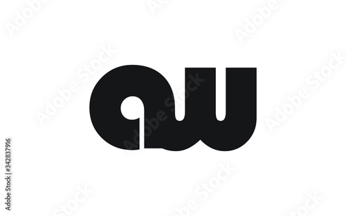 aw or wa and a, w Lowercase Letter Initial Logo Design, Vector Template