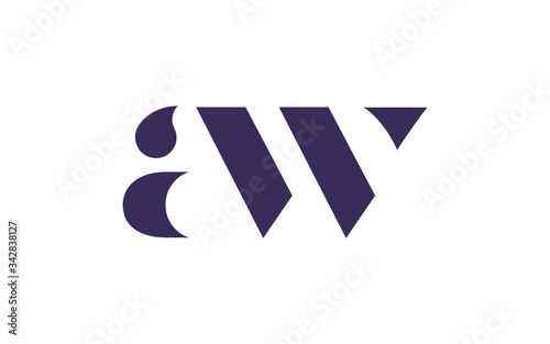 aw or wa and a, w Lowercase Letter Initial Logo Design, Vector Template