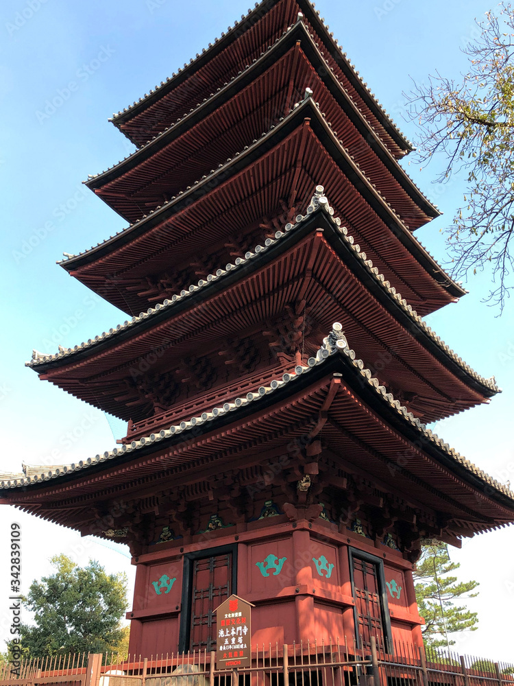 Five Story Pagoda in Tokyo Prefecture at the Ikegamihonmonji Temple.