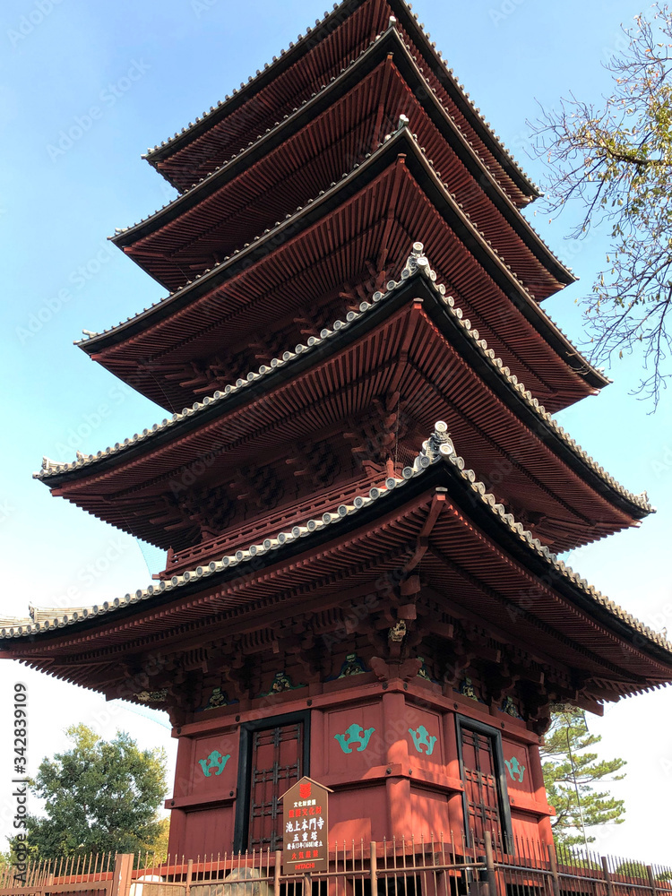 Five Story Pagoda in Tokyo Prefecture at the Ikegamihonmonji Temple. Five Story Pagoda in Tokyo Prefecture at the Ikegamihonmonji Temple.