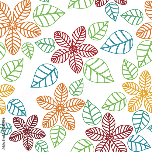 Outlines floral seamless pattern colorful background. 