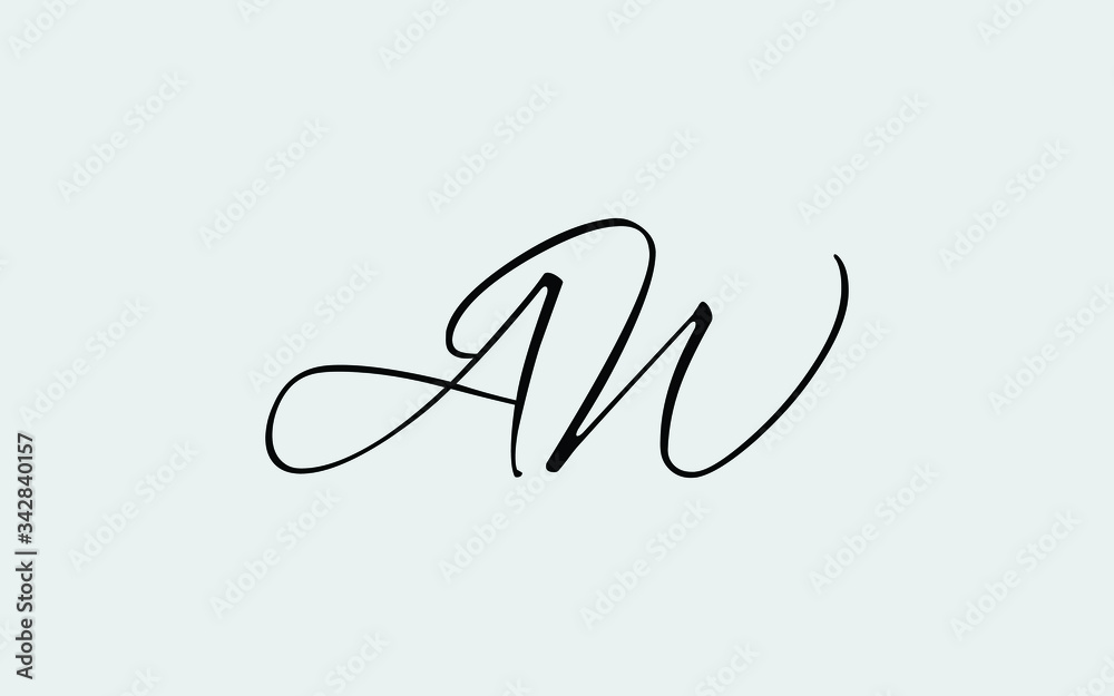 AW or WA and A, W Uppercase Cursive Letter Initial Logo Design, Vector Template - obrazy, fototapety, plakaty 