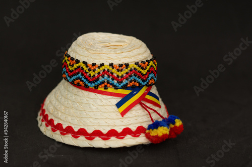 romanian traditional straw hat,Maramures,ROMANIA.2020