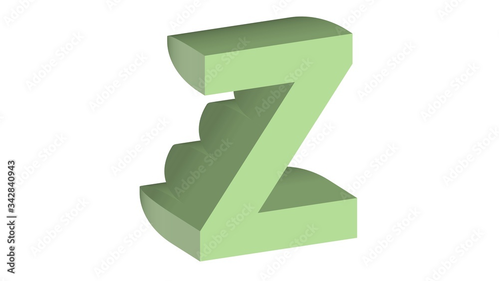 3D ENGLISH ALPHABET MADE OF ABSTRACT LIGHT GREEN LEAF SHAPED BLOCKS : Z 3D ENGLISH ALPHABET MADE OF ABSTRACT LIGHT GREEN LEAF SHAPED BLOCKS : Z