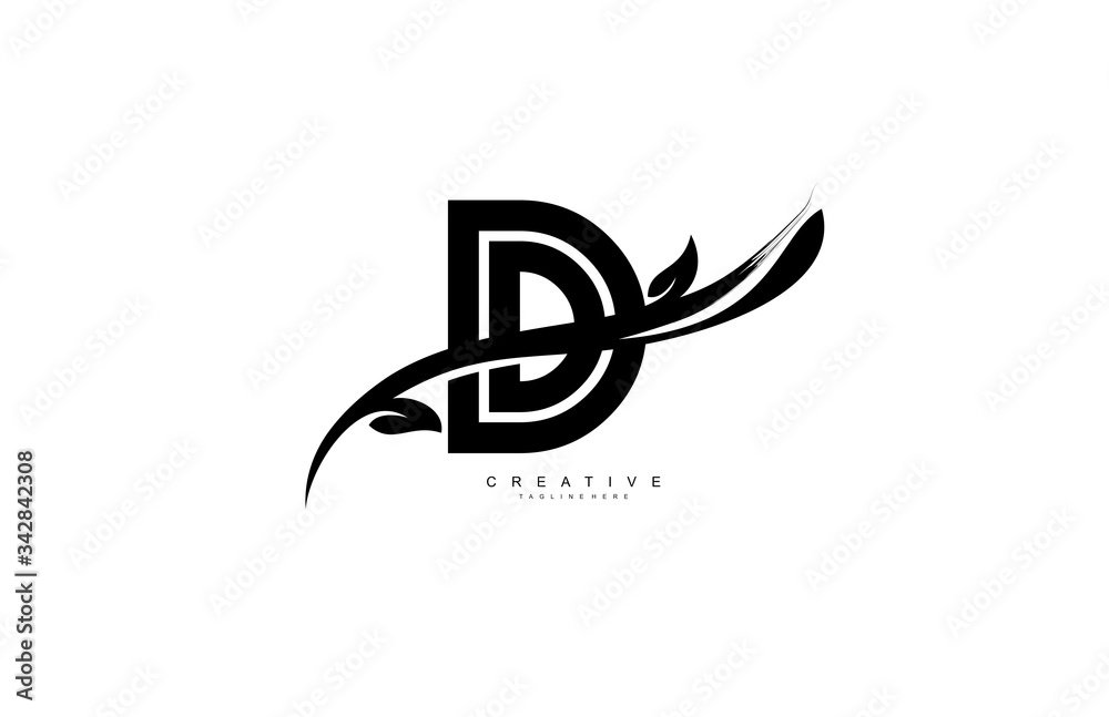 Letter D Bold Linked Artistic Black Swoosh Shape Logo Design Vector Letter D Bold Linked Artistic Black Swoosh Shape Logo Design Vector