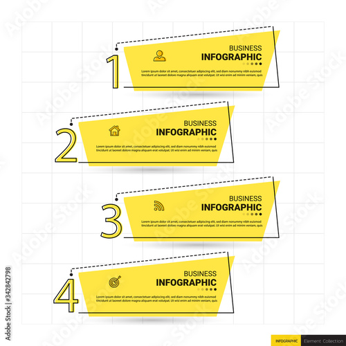 Timeline Infographics design template, linear concept with 4 steps	