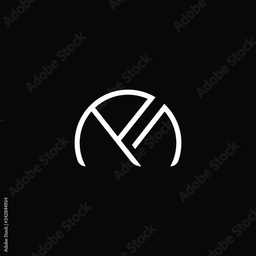 Minimal elegant monogram art logo. Outstanding professional trendy awesome artistic MP PM initial based Alphabet icon logo. Premium Business logo White color on black background