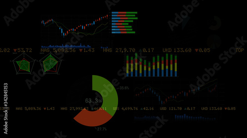 Business data graph digital world space 3D illustration background