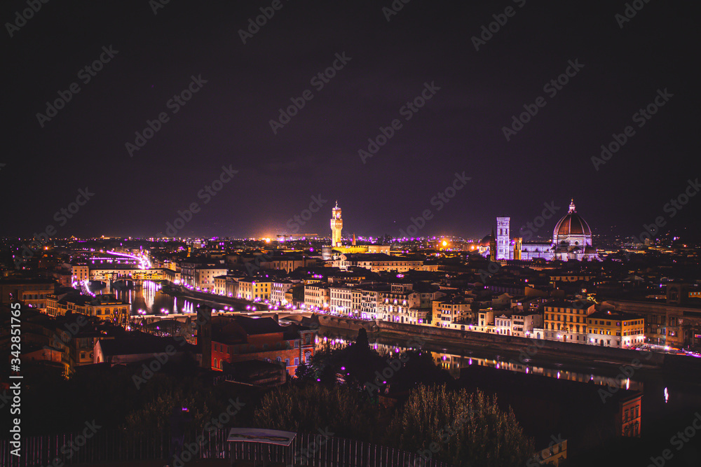 Unique aerial view for Florence City at night