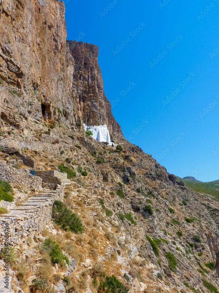 Hozoviotissa Monastery in Amorgos island, Cyclades, Greece