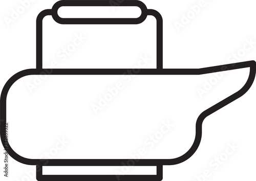 Black line Bedpan icon isolated on white background. Toilet for bedridden patients. Vector Illustration