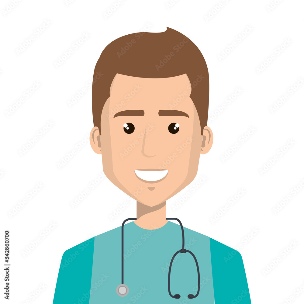 male paramedic with stethoscope isolated icon vector illustration design