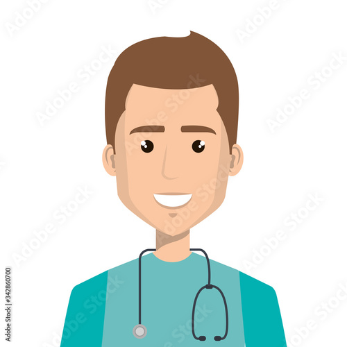 male paramedic with stethoscope isolated icon vector illustration design