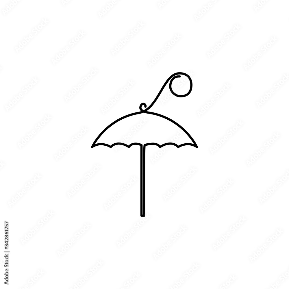 beach umbrella one line icon on white background