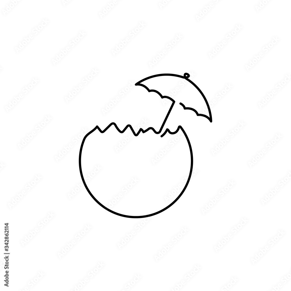 coconut one line icon on white background coconut one line icon on white background