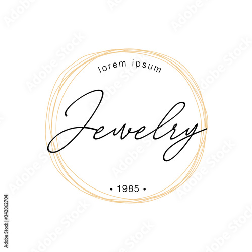 Jewelry logo design, hand-drawn lettering logo. Vector design.